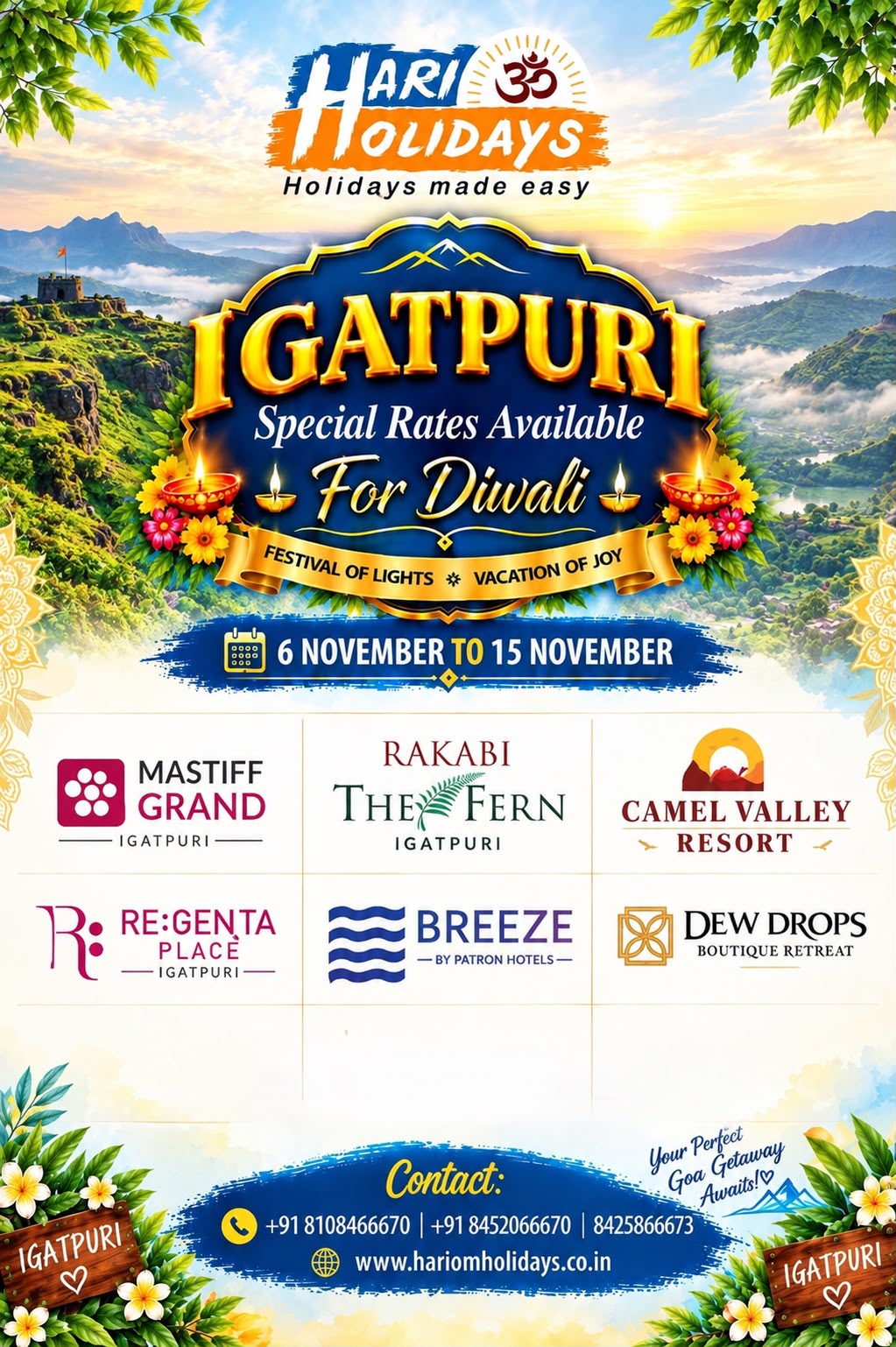 Igatpuri Special Rates Available For Diwali